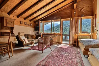 Image de Appartement de confort moyen pour 2 à 4 personnes, salon avec 2 lits, coin cuisine, coin à dormir à