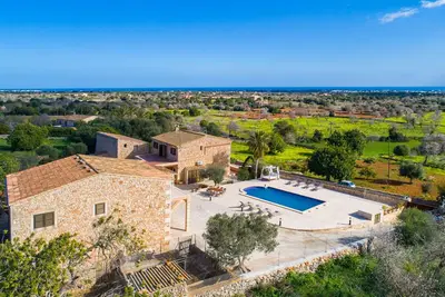 Villa S´Alzina, natural stone house with partial sea views