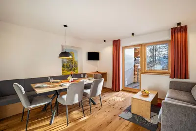 Image de Appartement \"Hubertus - Moosstock\" avec vue sur les montagnes, terrasse privée et Wi-Fi