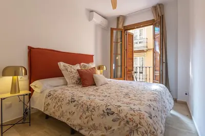 Image de Appartement lumineux avec patio et balcons au centre