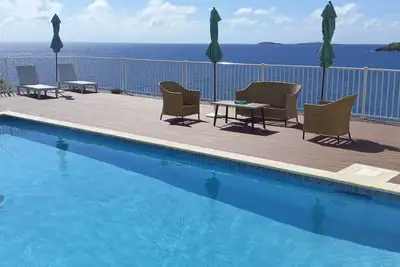 A true oceanfront villa with amazing sunsets and pool. Very nice location.