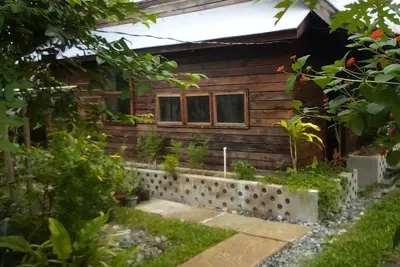 Unique wooden duplex near the sea.