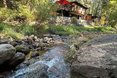 Waterfront luxurious midcentury Log cabin