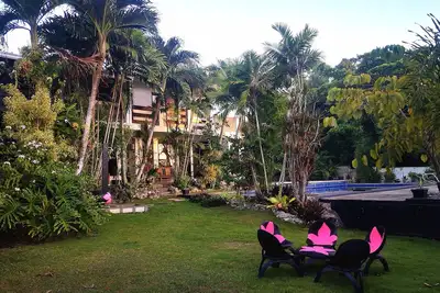 A cozy summer place with five rooms available for 16 to 20 guests.