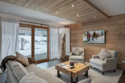 Image de Appartement spacieux à Megève, 3 ch, près des pistes, parking privé