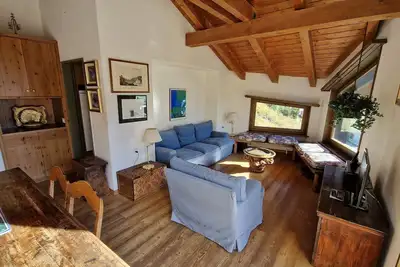 Image de appartement de 3 1/2 pièces ; salon lumineux ; belle vue