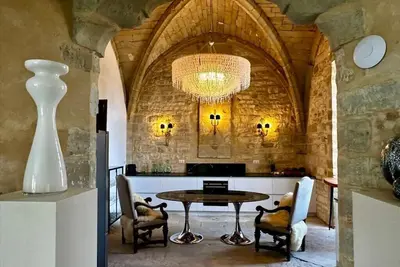 New! Historic Chateau near Uzès, The Vaulted Palace, 1 of 3 apartments, courtyar