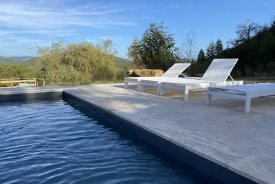 Image de Maison de vacances 'La Grande Combe' avec vue sur les montagnes et piscine