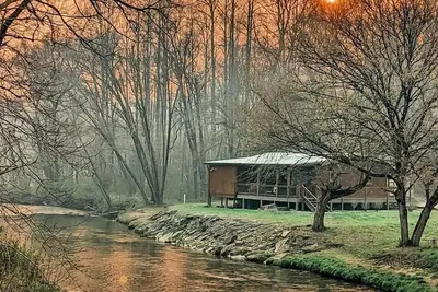 Image de Pet Friendly Creekside Cabin + Hot Tub + Fire Pit