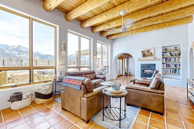 Dog-friendly villa & studio with mountain view, hot tub, roof deck, & Ev charger