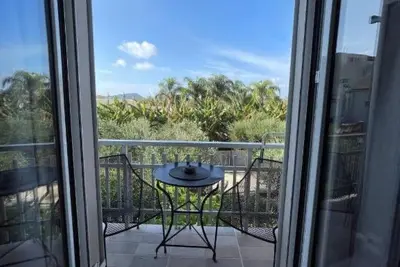 Art Studios Gialova  with King Size Bed  Garden View Balcony 5\" to the beach