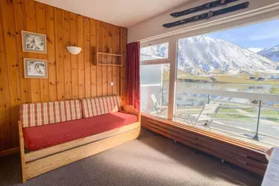 Image de À 300m des remontées, 1er étage, vue lac, balcon, télévision, casier à ski, 24m², Tignes
