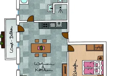 Image de Silberg 1-4 Personen, 57m², 1 Sz, 1 Wsz, Balkon