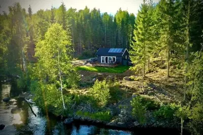 Image de Scandinavian forest view by the water with no neighbors.