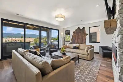 Book A Summer Getaway Today! Brand New Condo next to Downtown Whitefish, with private hot tub!