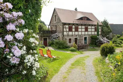 Image de Maison de vacances 'Ferienhaus Zum Rundling' avec terrasse privée, jardin partagé et Wi-Fi