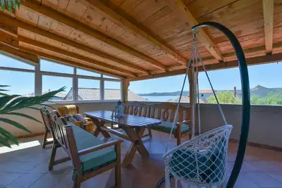 Appartement d'une chambre avec la terrasse et la vue sur le mer Sveti Petar, Biograd (A-23091-a)