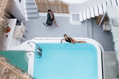 Image de Extravagant  Santorini Villa |  Villa Infinity | Private Indoor Heated Pool & Outdoor Heated Jacuzzi | Outdoor Bar | Fira