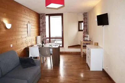 Image de Studio cosy pour 4 personnes face aux pistes, balcon sud