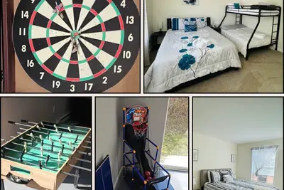 Image de Pet friendly house with firepit, indoor fireplace, game room, ping-pong, & Bbq
