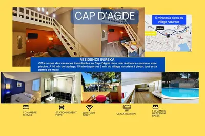 Image de Cap d'Agde -Eureka -Clim-parking privé-WIfi-Airfryer à 5mn du Village Naturiste