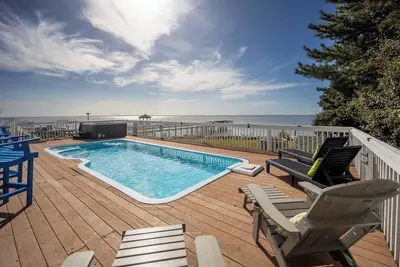 Gorgeous soundfront Duck home w/ amazing views, sound access, pool & hot tub!