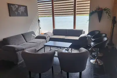 Image de Maison de vacances 'Ferienwohnung Bachblick' avec terrasse privée, Wi-Fi et climatisation