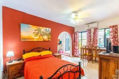 Poolside Casita 1 Block to the Beach and Malecon!