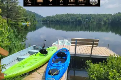 Image de Bord de L'eau Ski | Spa | Terrasse+Bbq | Foyer | Minifoot | Jeux | 15m Tremblant