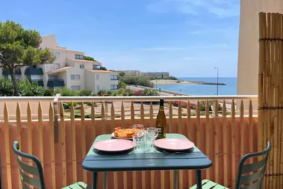 Studio refait en 2024 avec terrasse, climatisation et parking, à 50m de la plage