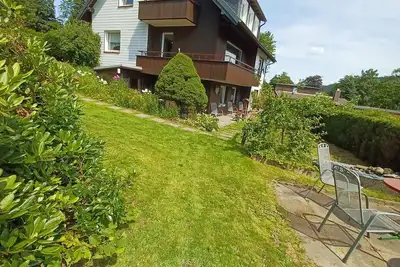 Image de Fewo \"walli\" im Wanderparadies Harz. 2sz, Großes Wohnzimmer mit 65' Tv, Balkon