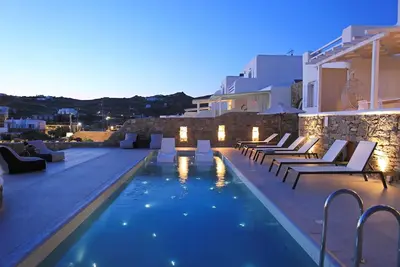 Image de Alluring Mykonos Villa | Villa Fiorita | 2 Bedrooms | Private Terrace with Luxurious Heated Jacuzzi | Spectacular Views of Town & Sea | Tourlos