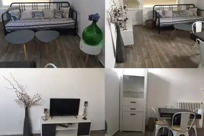 Image de F1 meublé 50 M2 - 1 pce + sdb wc +cuisine + jardin + grand couloir rangement