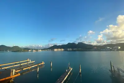 Modern waterfront 2 bed villa on South Finger Jolly Harbour, beach 4 mins walk