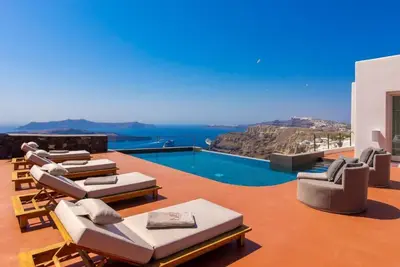 Image de Glorious Santorini Villa | Villa Imrahil | 2 Bedrooms | Breathtaking Sea and Vulcano Views | Spacious Furhished Sun Terrace | Private Outdoor Infinity Pool | Bbq  Facilities and Outdoor Dining Area | Fira