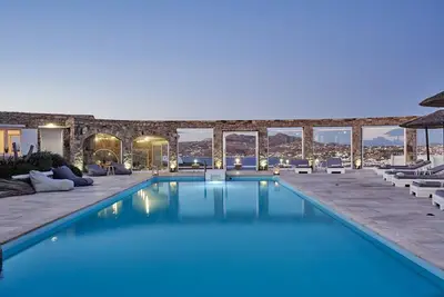 Image de Glorious Mykonos Villa | Villa Ted | 6 Bedroom | Breathtaking Sea Views | Spacious Furnished Sun Terrace | Private Outdoor Pool | Bbq Facilities and Outdoor Dining Area | Ornos