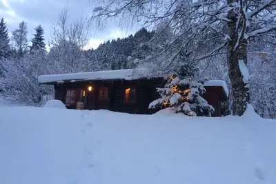 Image de Chalet indépendant dans les bois avec jardin