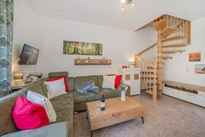 Image de Modern semi-detached house with terrace and garden furniture