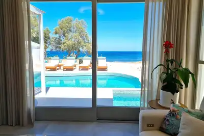 Image de Stunning Seafront Santorini Villa | Villa Aether | 2 Bedrooms | Private Outdoor Heated Pool & Hot Tub | Breathtaking Sea Views | Monolithos