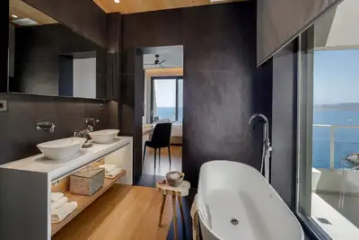 Image de Magnificent Crete Villa | Villa Stone Pearl | Private Seawater Infinity Pool with Breathtaking Sea Views | Private Gym & Hammam | Outdoor Lounge & Dining Area | Close to Beach | 6 Bedrooms | Rodia