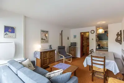 Studio cabine, balcon, 5 pers, proche pistes