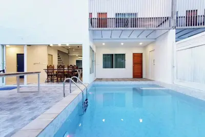 The villa seamlessly blends modern design, refined aesthetics and serene comfort