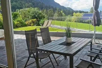 Image de Appartement 'Ferienwohnung Panoramablick' avec vue sur les montagnes, terrasse privée et Wi-Fi