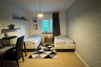 Image de 90kvm med öppen spis, balkong, Bbq, ekgolv, Bt ljud, stor smart Tv, tvättstuga
