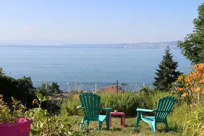 Image de 2 pièces, rez-de-jardin, Vue imprenable sur le Lac Léman