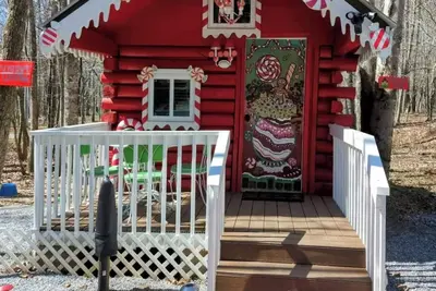 Whimsical Candy Cabin in Blue Ridge with Lollipop Garden, Firepit & Petting Zoo