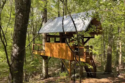 Image de Open-air timber-frame treehouse along the Ocmulgee River