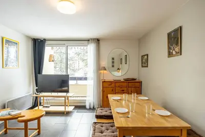 Image de Studio moderne pour 4 pers, balcon sud, proche piste, résidence Roc Rouge