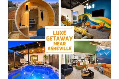 Image de Luxe Home Sleeps 12|15 Mins from Avl | Lofted Theater, Sauna, Hot Tub