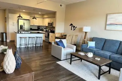 Modern condo on Manistee River just steps away from downtown!
